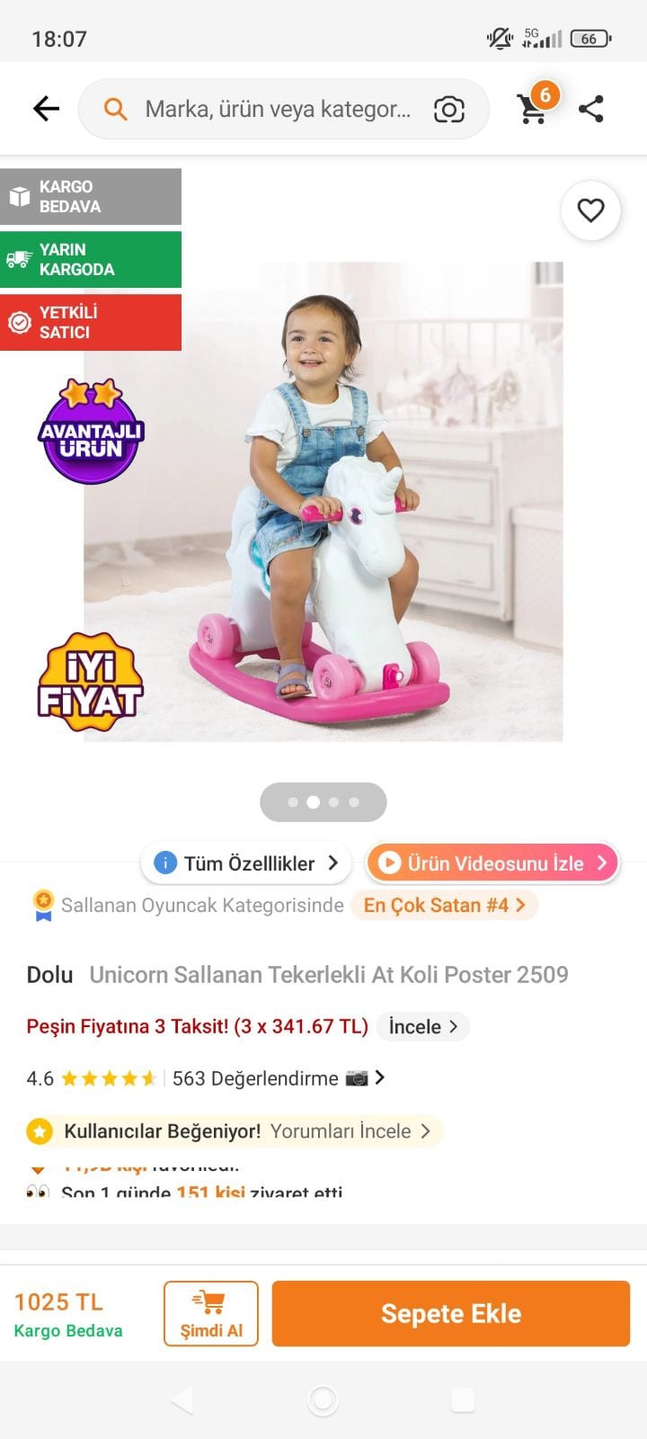 Unicorn sallanan tekerlekli at