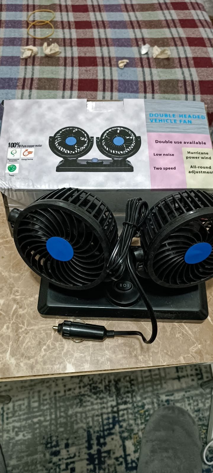 Araç içi çakmak girişli çift fan